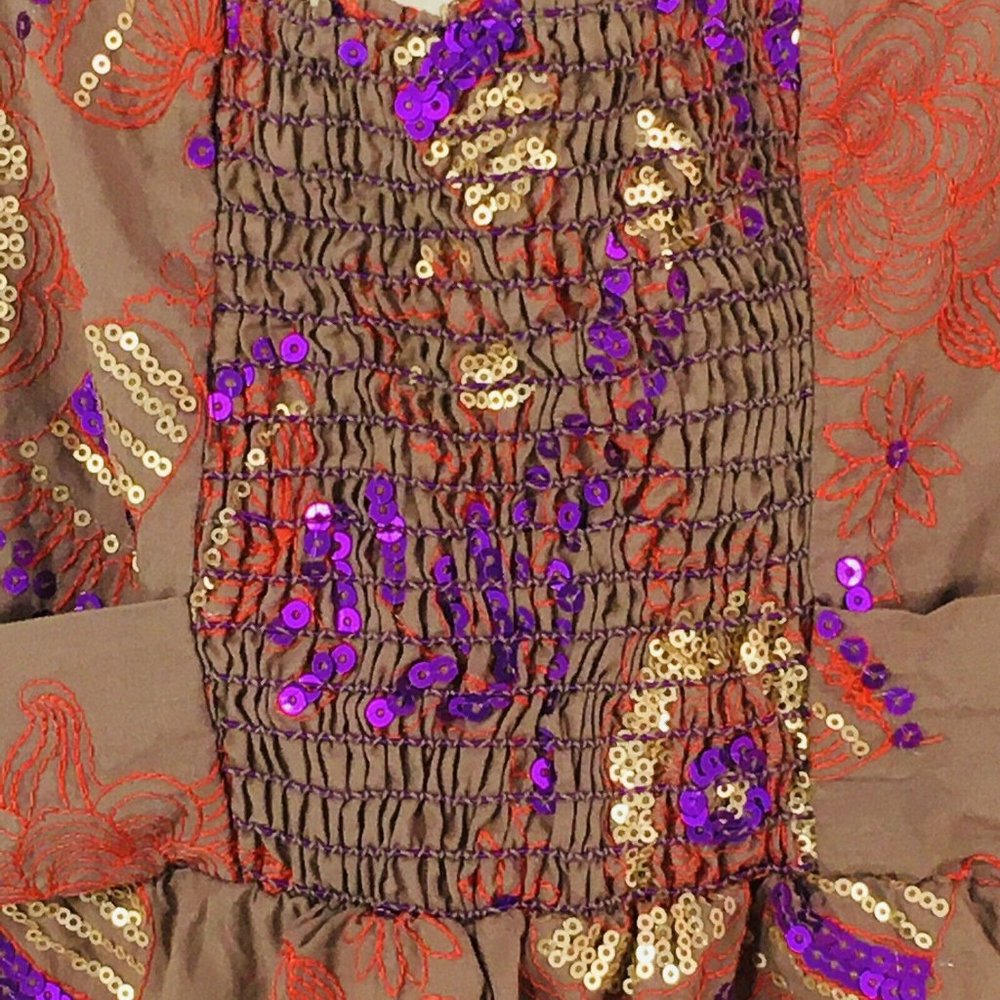 Women's Chelsea & Violet Cami Top Sz L Boho Embroidered Sequin Peplum Top - Picture 9 of 12